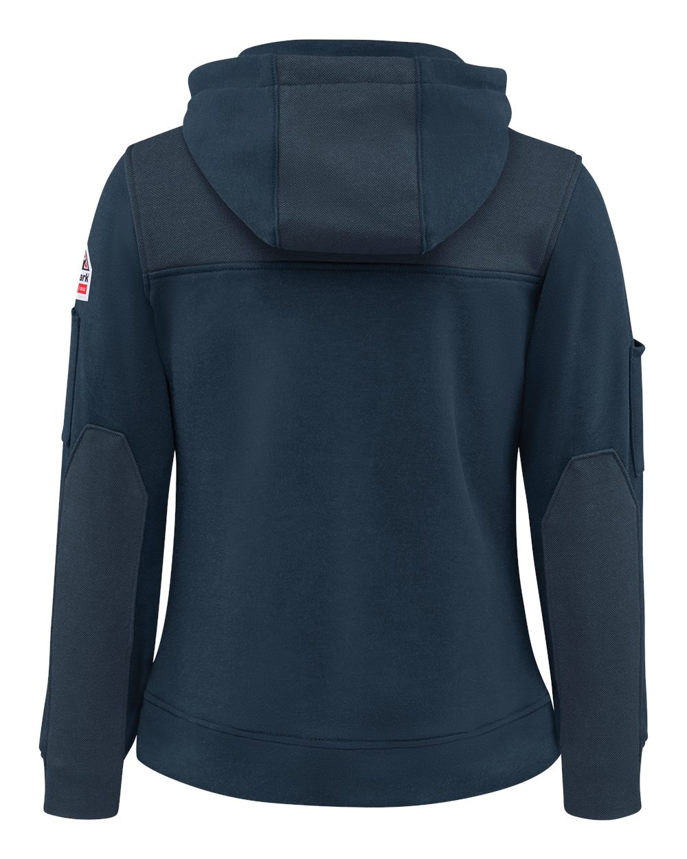 Rear View of Navy Women's Flame-Resistant Fleece Hooded Sweatshirt - SMM5 plain