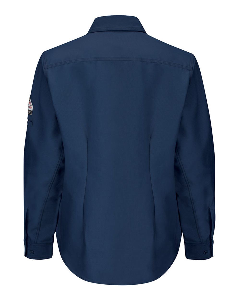 Rear View of Navy Women's iQ Series® Endurance Long Sleeve Shirt - QS41 plain