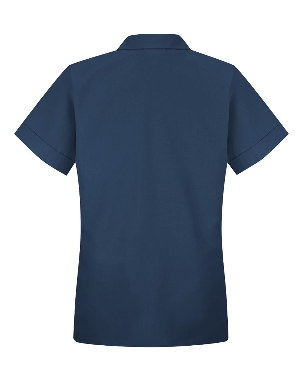Front View of Navy Women's Loose Fit Short Sleeve Button Smock - TP23