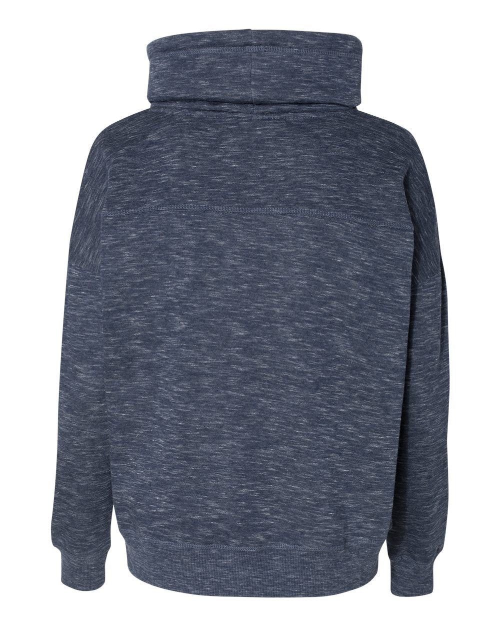 Front View of Navy Women’s Mélange Fleece Cowl Neck Sweatshirt - 8673