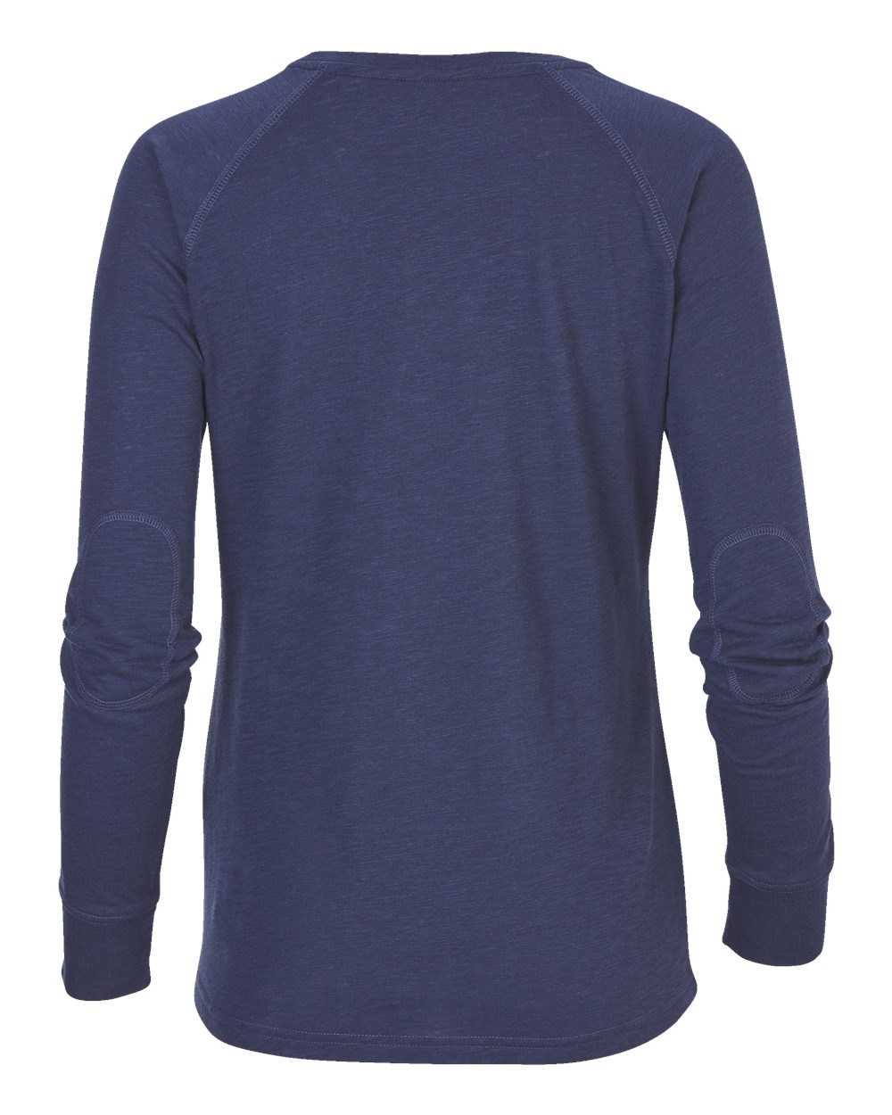 Front View of Navy Women's Solid Preppy Patch Long Sleeve T-Shirt - BW3166