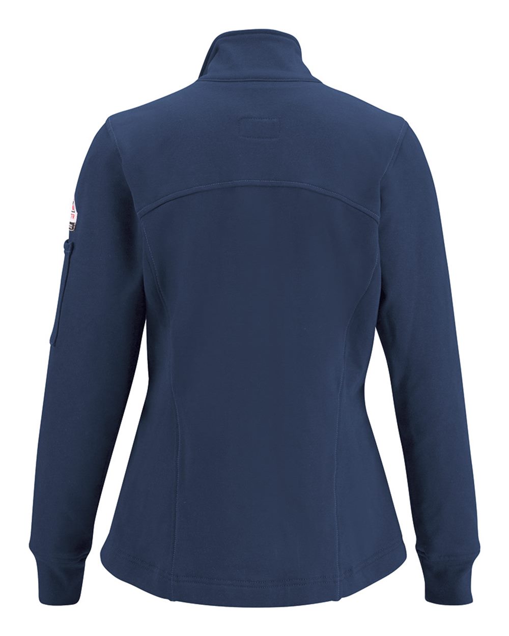 Front View of Navy Women's Zip Front Fleece Jacket-Cotton/Spandex Blend - SEZ3
