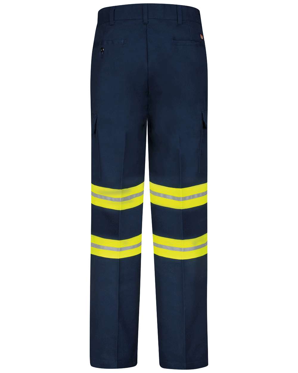 Front View of Navy/ Yellow Trim - 30I Enhanced Visibility Industrial Cargo Pants - PT88E