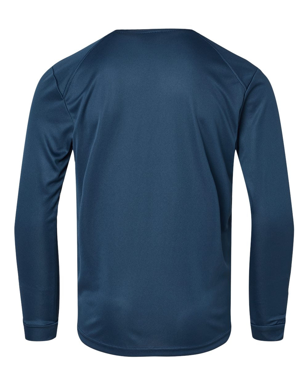 Front View of Navy Youth Long Islander Performance Long Sleeve T-Shirt - 218Y