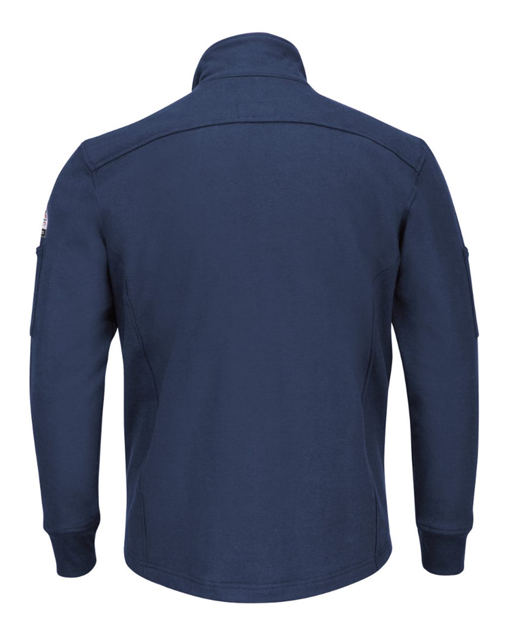 Front View of Navy Zip Front Fleece Jacket-Cotton /Spandex Blend - Tall Sizes - SEZ2T