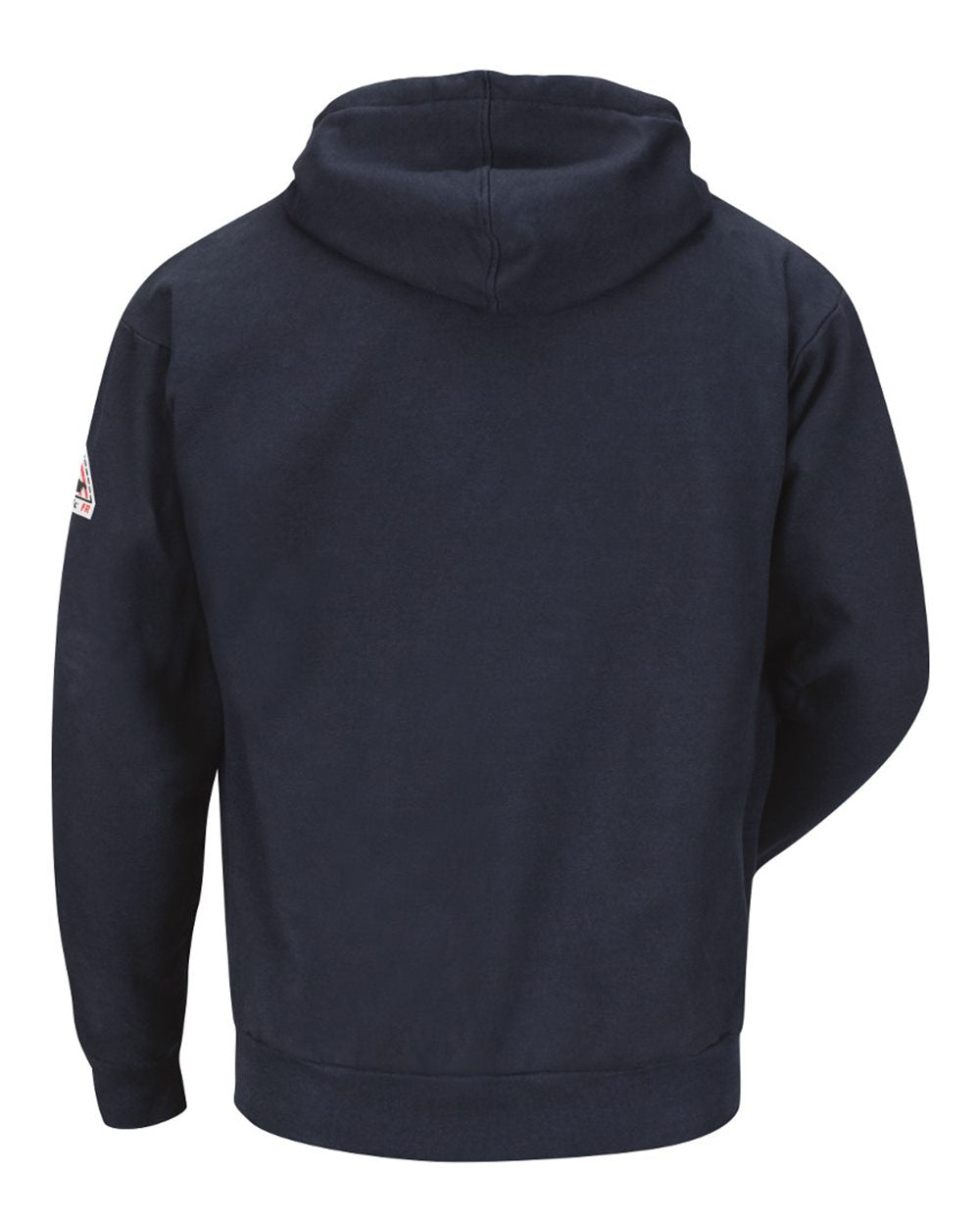 Rear View of Navy Zip-Front Hooded Sweatshirt - SEH4 plain