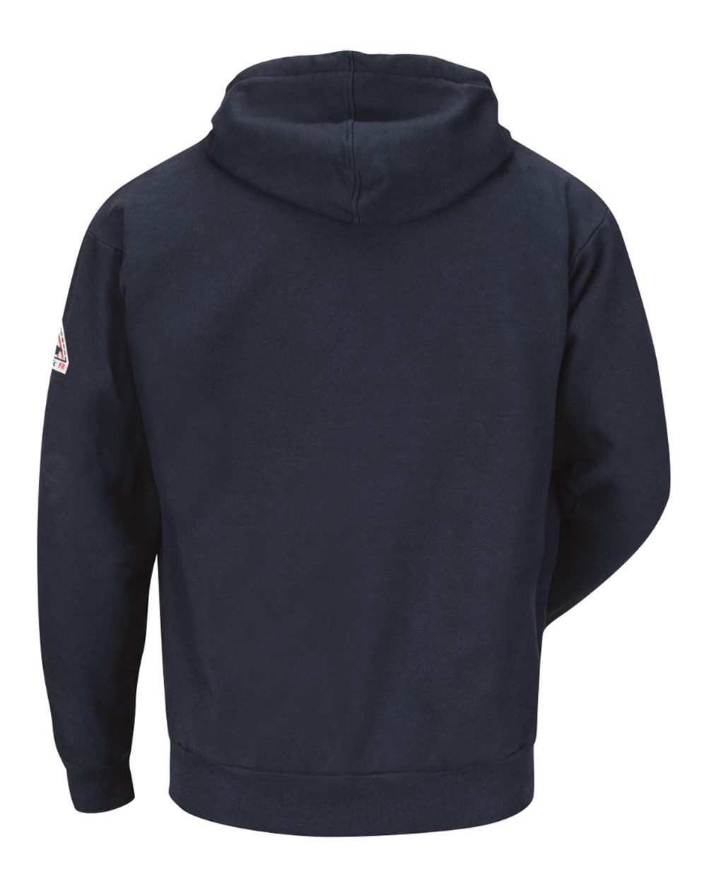 Rear View of Navy Zip-Front Hooded Sweatshirt - SEH4