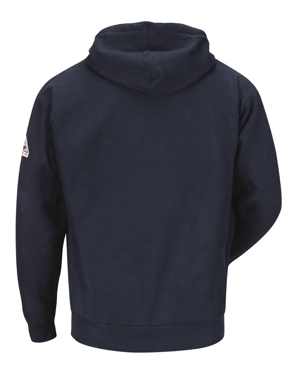 Rear View of Navy Zip-Front Hooded Sweatshirt - Tall Sizes - SEH4T