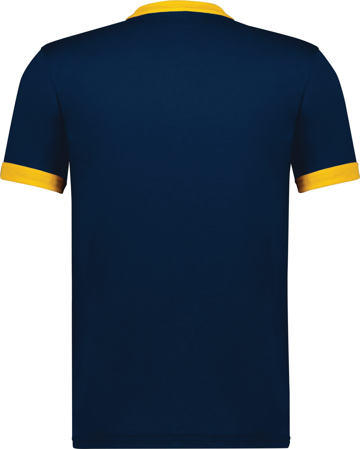 Rear View of NAVY/GOLD ADULT RINGER T-SHIRT
