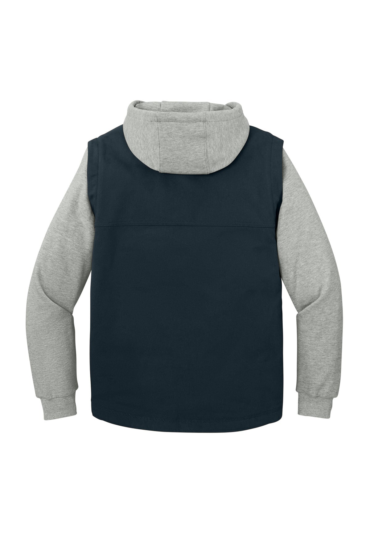 Front View of Navy/HtGy CornerStone Duck Fleece Full-Zip Hooded Jacket CSJ42