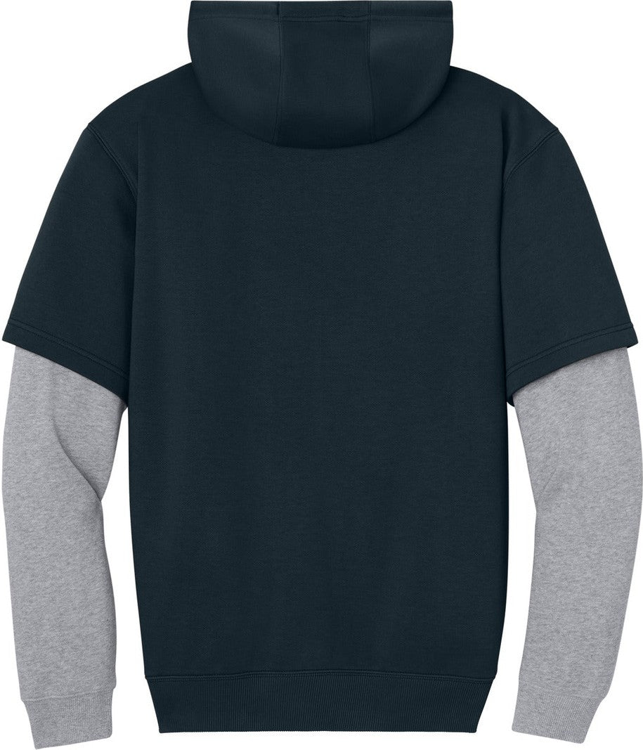 Front View of Navy/HtGy CornerStone Tough Fleece Layered Hoodie CSF632