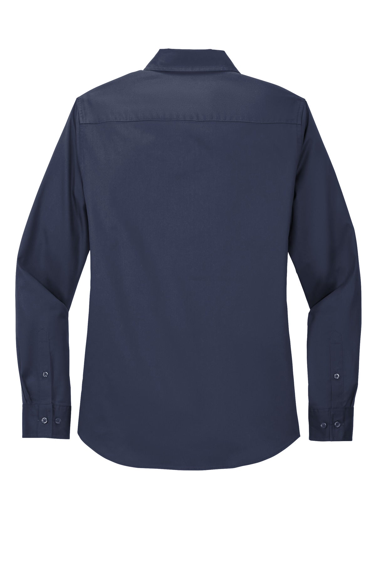 Rear View of Navy/Lt Stone Port Authority Women's Long Sleeve Easy Care Shirt. L608