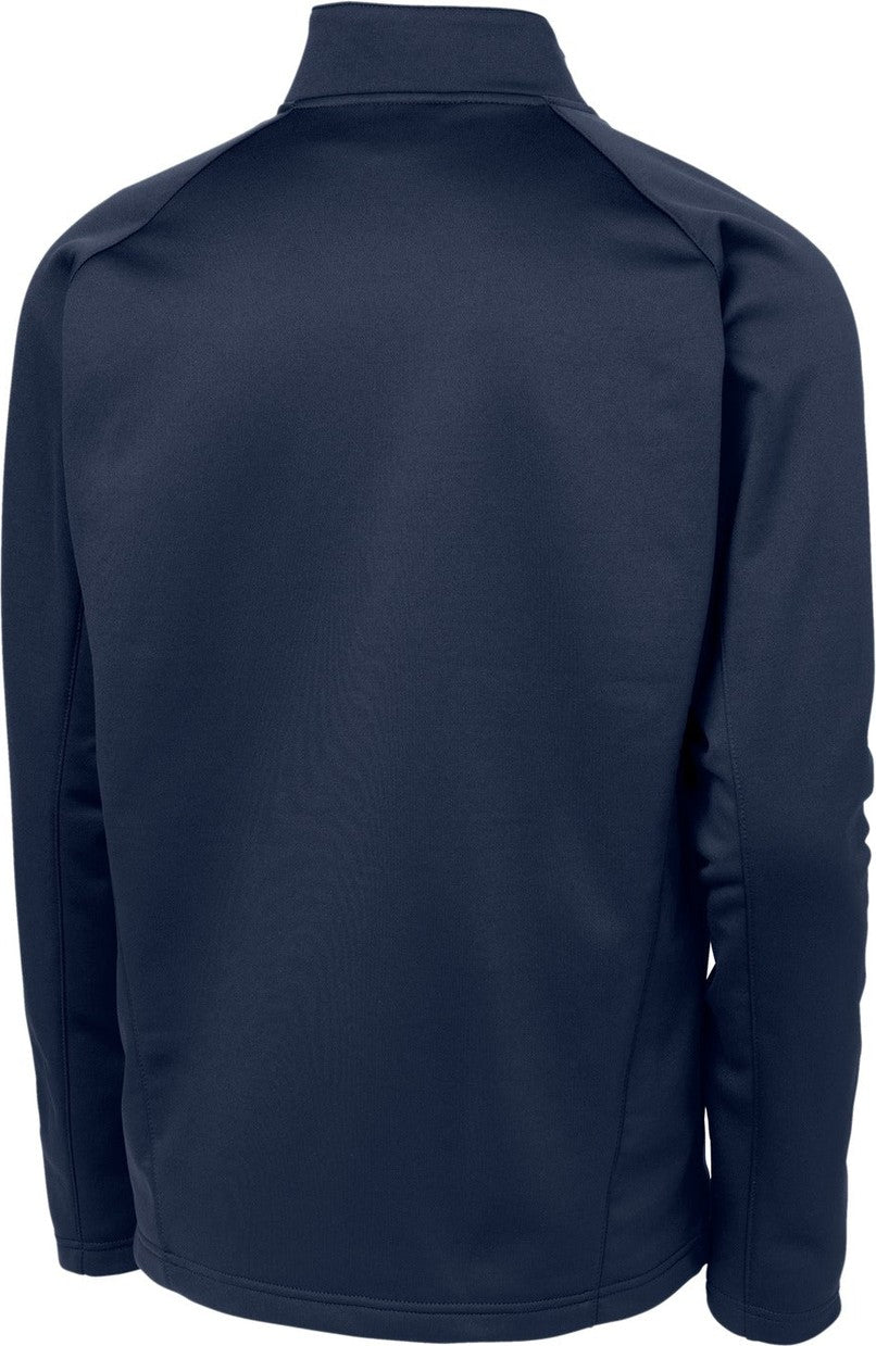 Rear View of Navy/Silver Sport-Tek Sport-Wick Fleece 1/4-Zip Pullover. F243