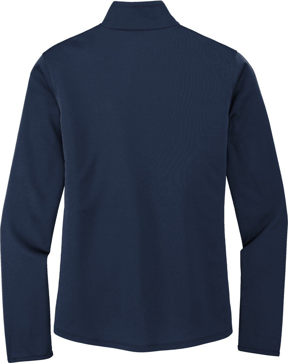 Front View of Navy/Steel Gry Port Authority Women's Silk Touch Performance 1/4-Zip LK584