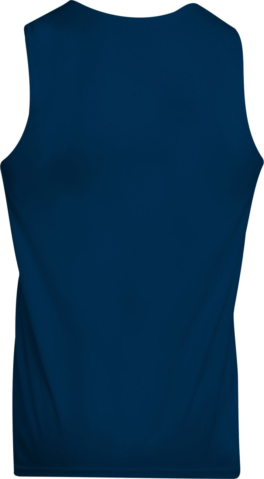 Rear View of NAVY/WHITE REVERSIBLE WICKING TANK