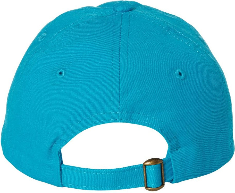Front View of Neon Blue Bio-Washed Classic Dad Hat - VC300A