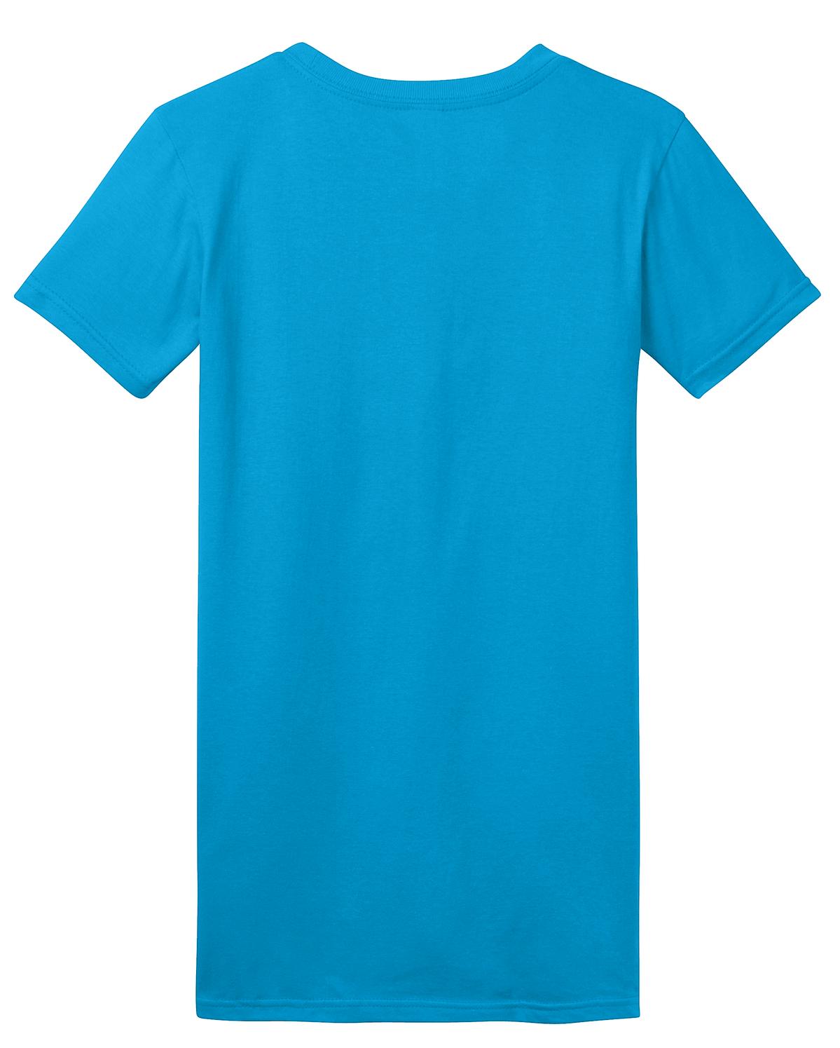 Rear View of Neon Blue District Women's Fitted The Concert Tee DT5001