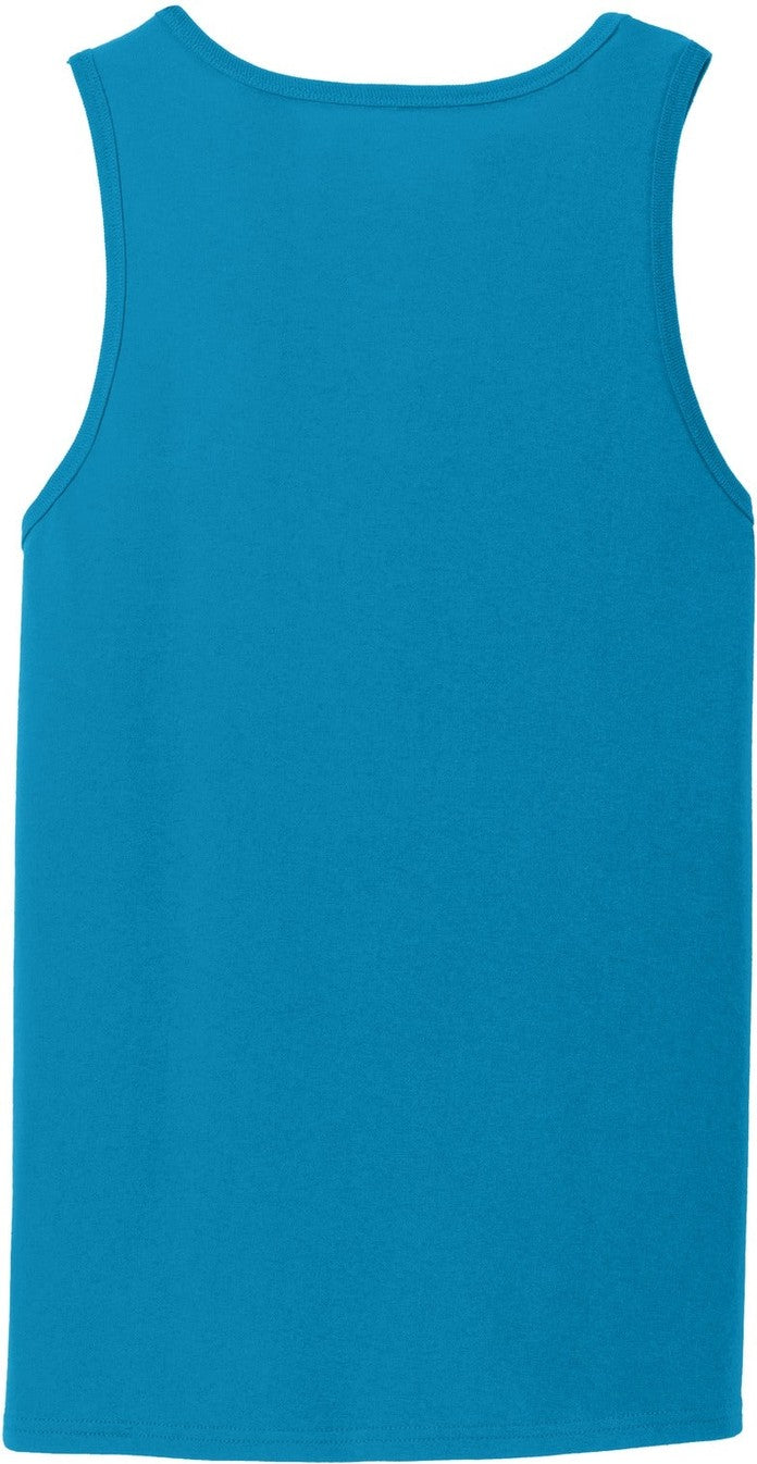 Rear View of Neon Blue Port & Co Core Cotton Tank Top. PC54TT