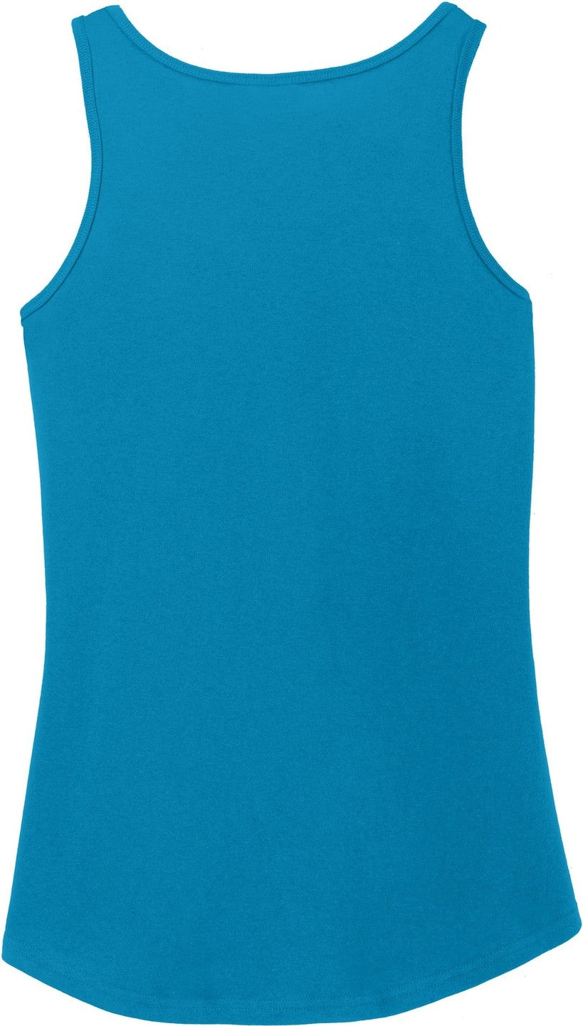 Front View of Neon Blue Port & Co Women's Core Cotton Tank Top. LPC54TT
