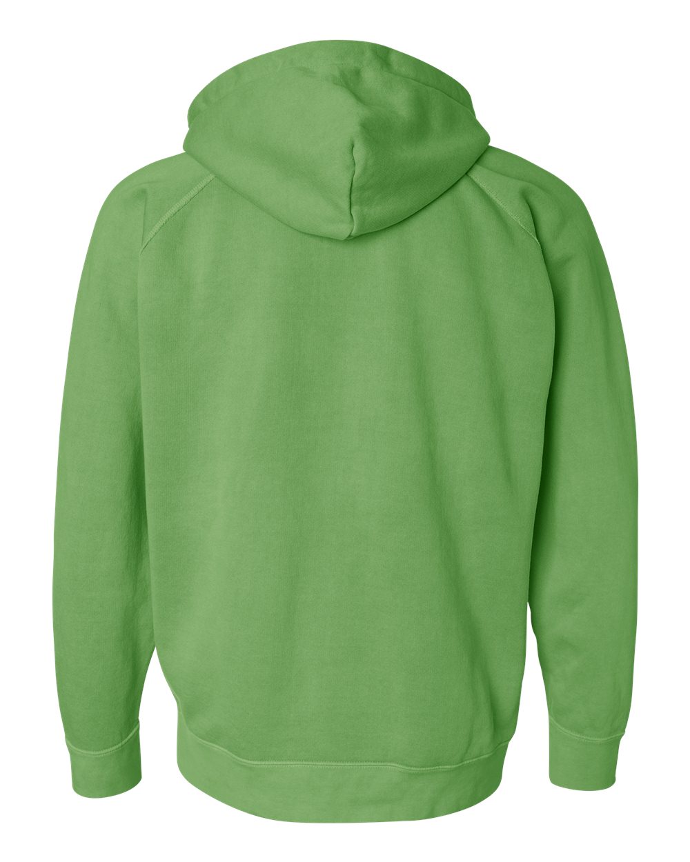 Rear View of Neon Green Garment Dyed Hooded Sweatshirt - 1565