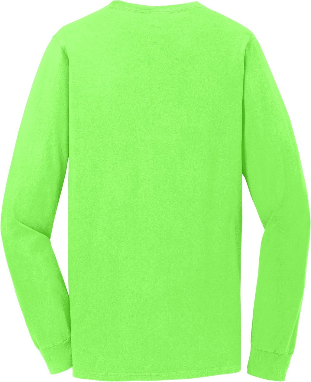 Rear View of Neon Green Port & Co Beach Wash Garment-Dyed Long Sleeve Tee PC099LS