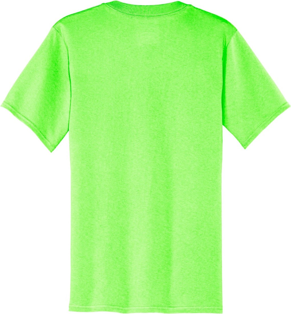 Front View of Neon Green Port & Co Core Cotton V-Neck Tee. PC54V