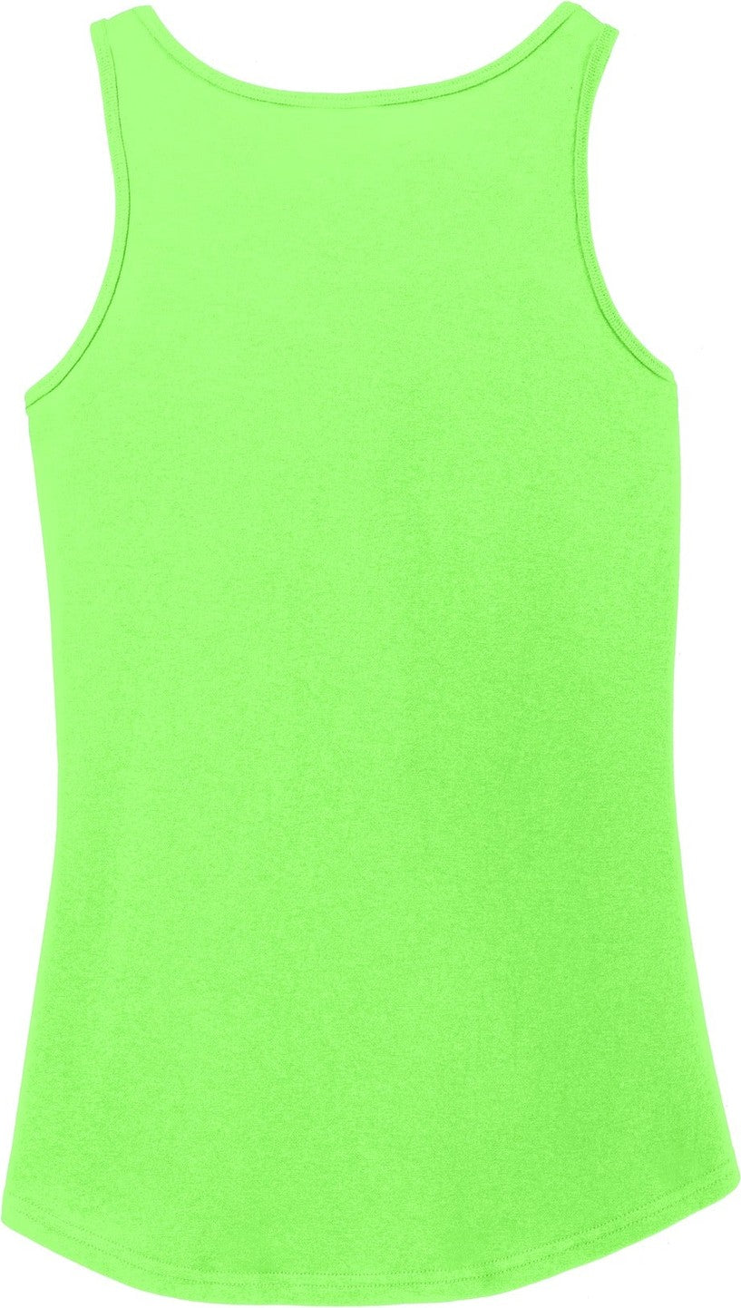 Front View of Neon Green Port & Co Women's Core Cotton Tank Top. LPC54TT