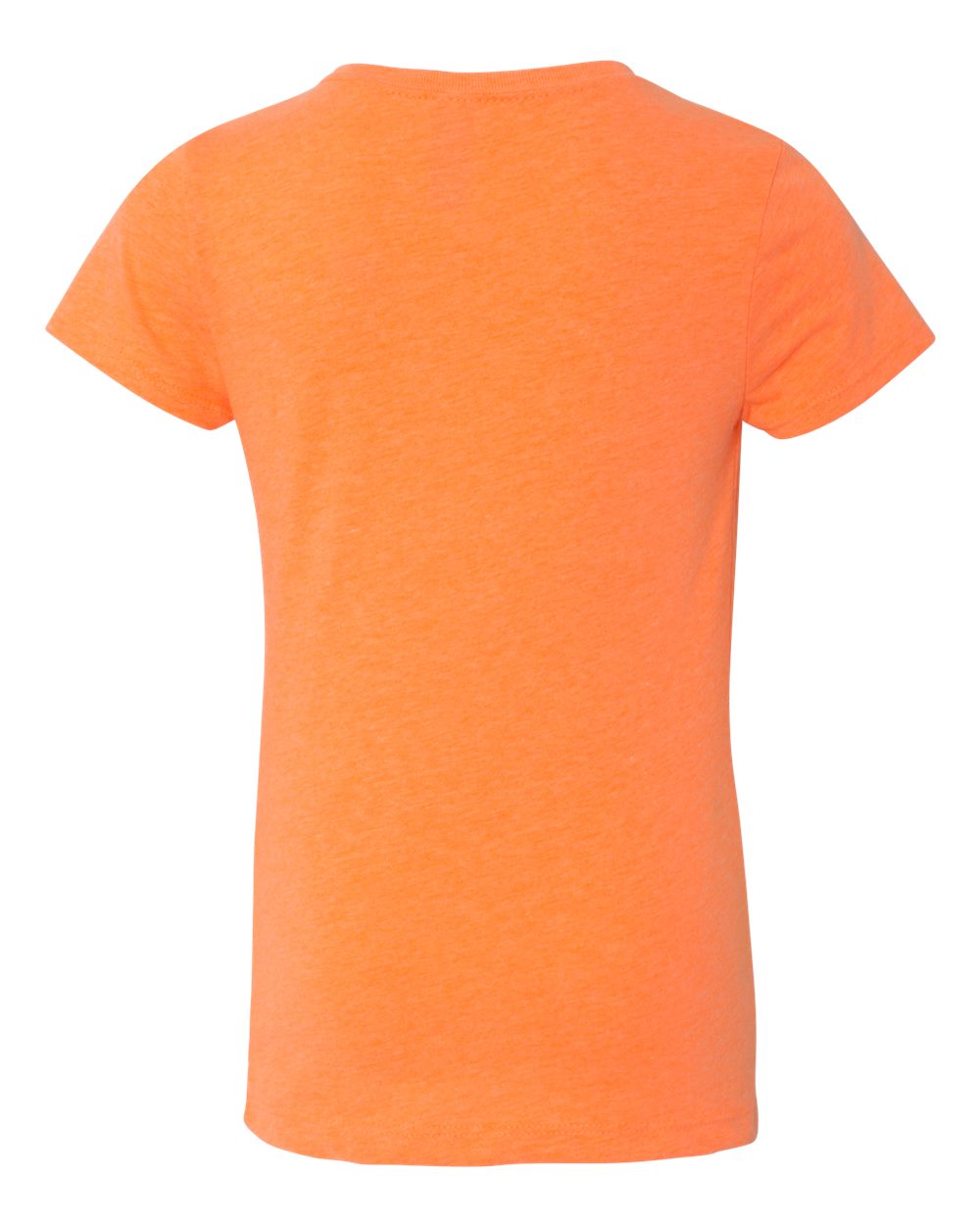 Rear View of Neon Heather Orange Girls’ CVC Princess T-Shirt - 3712