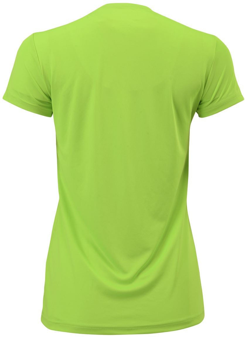 Rear View of Neon Lime Women's Islander Performance T-Shirt - 204