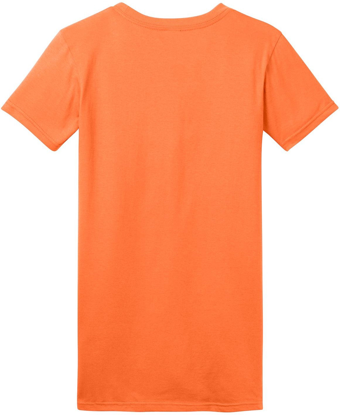 Rear View of Neon Orange District Women's Fitted The Concert Tee DT5001