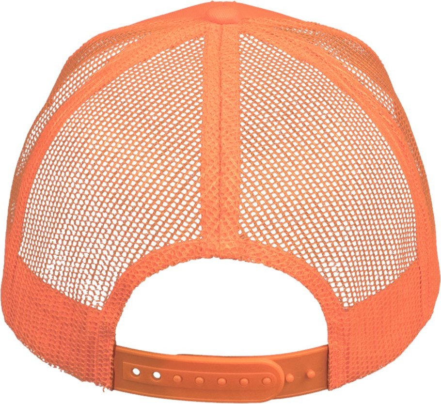Rear View of Neon Orange Mesh-Back Twill Trucker Cap - VC400