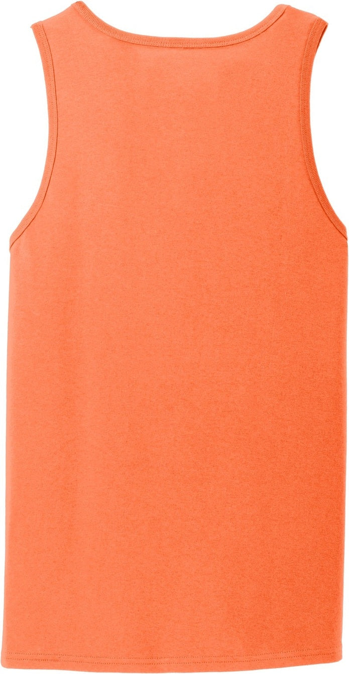 Front View of Neon Orange Port & Co Core Cotton Tank Top. PC54TT