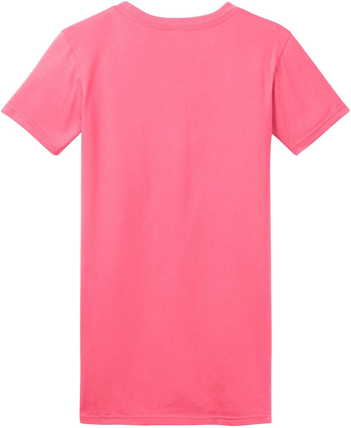Front View of Neon Pink District Women's Fitted The Concert Tee DT5001