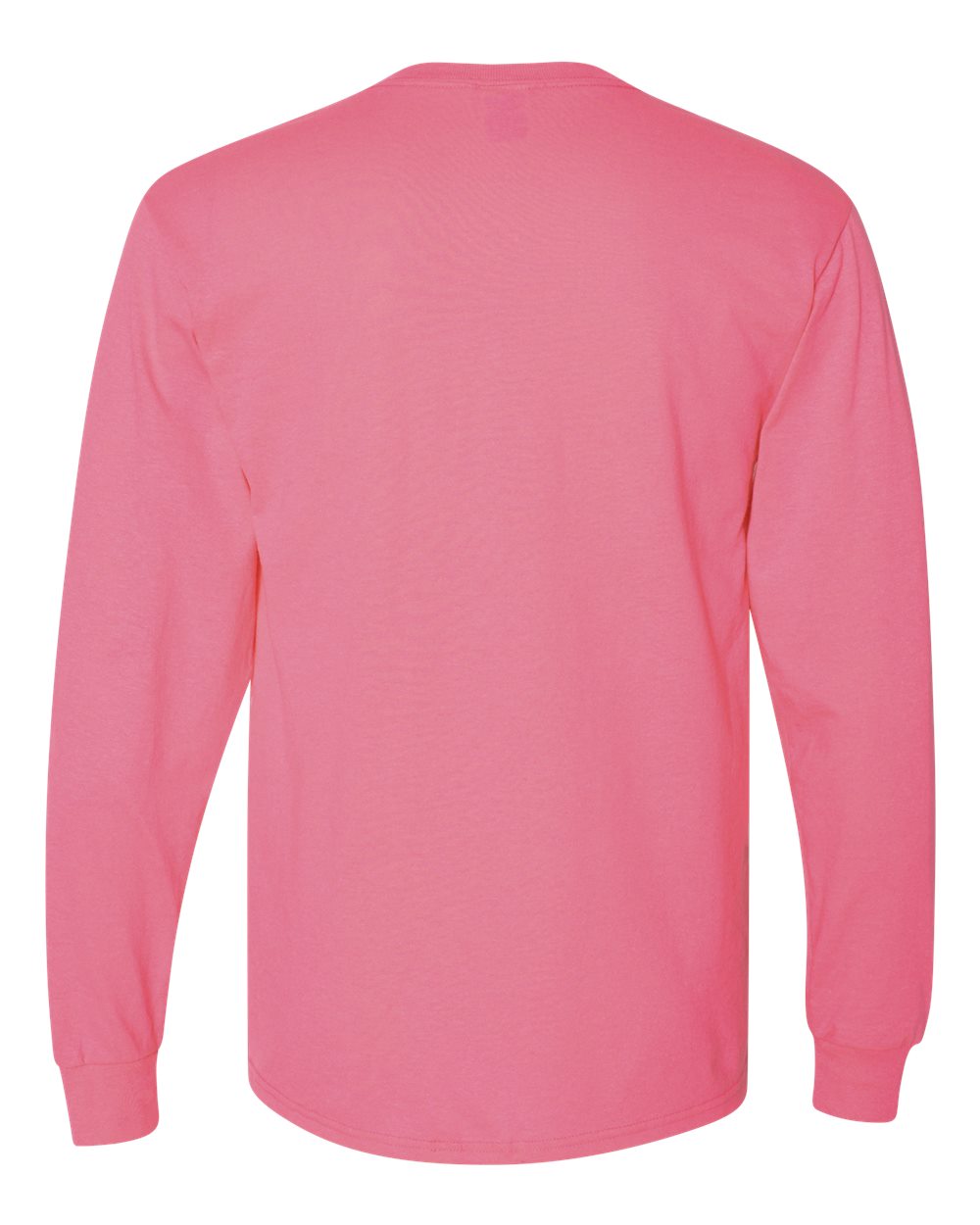 Front View of Neon Pink Dri-Power® Long Sleeve 50/50 T-Shirt - 29LSR
