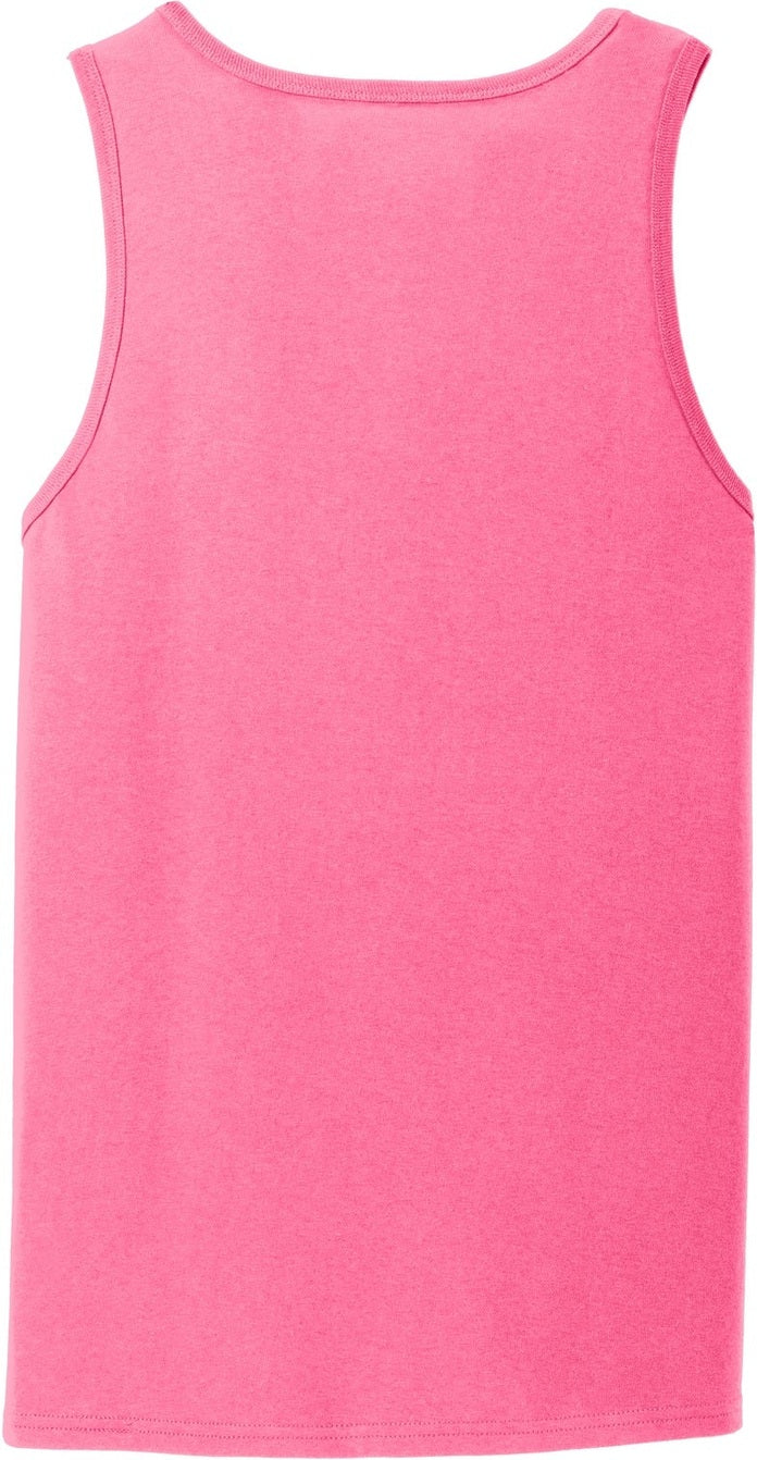 Rear View of Neon Pink Port & Co Core Cotton Tank Top. PC54TT