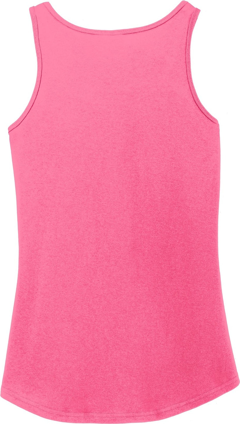 Front View of Neon Pink Port & Co Women's Core Cotton Tank Top. LPC54TT