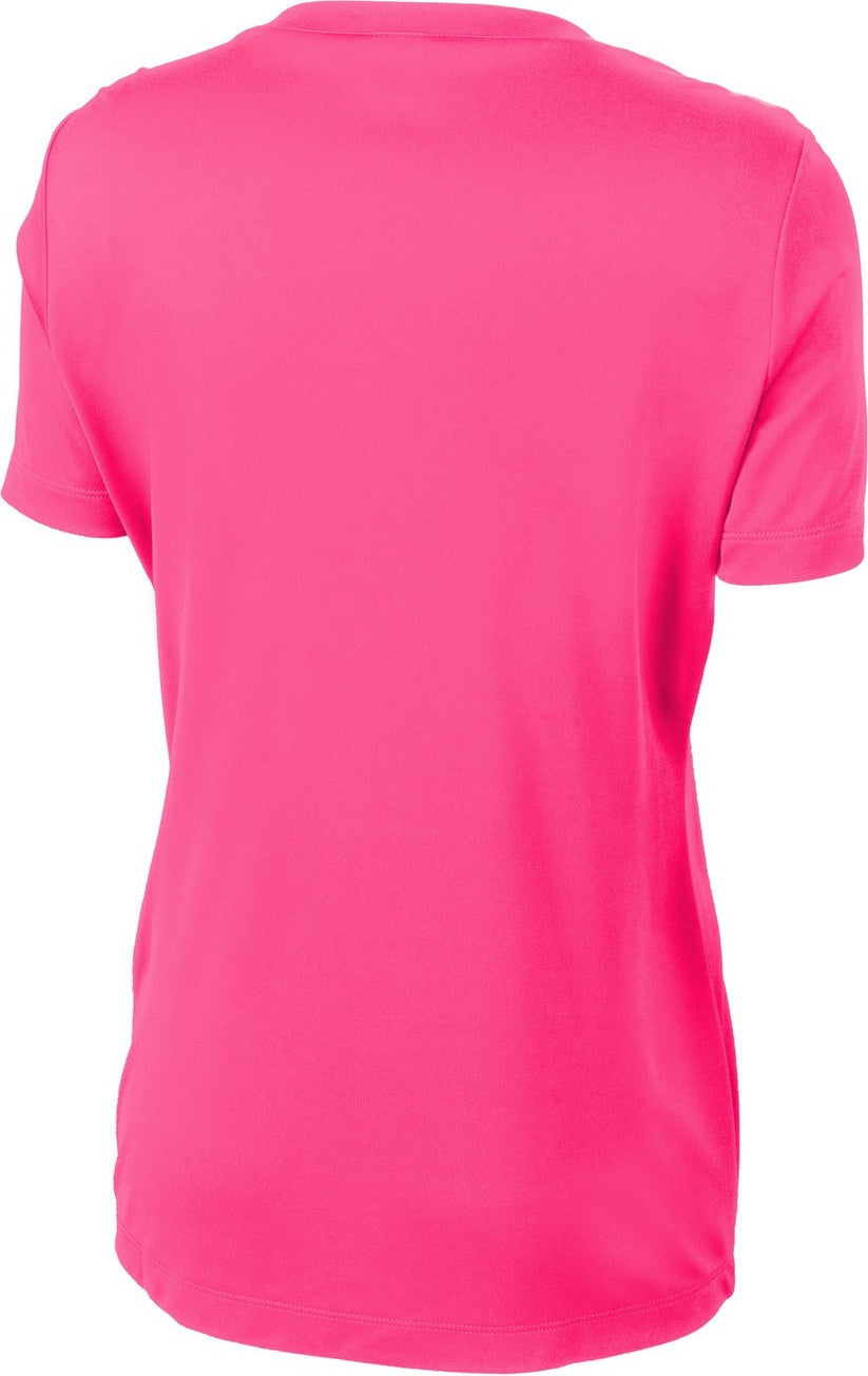 Front View of Neon Pink Sport-Tek Women's PosiCharge Competitor Tee. LST350