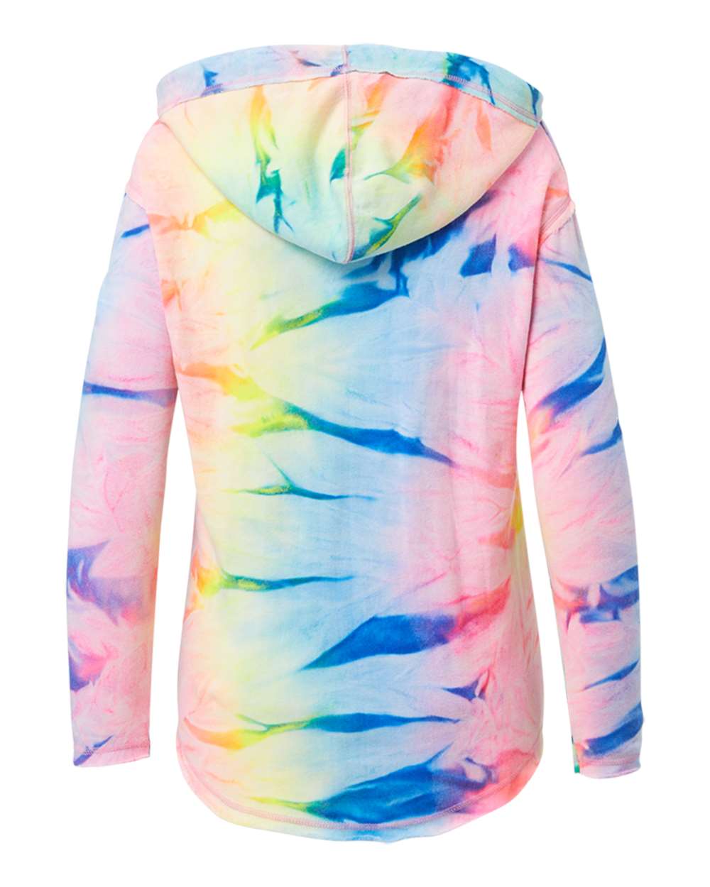 Rear View of Neon Tie Dye Women&#39;s Angel Terry Nora Pullover - W17122