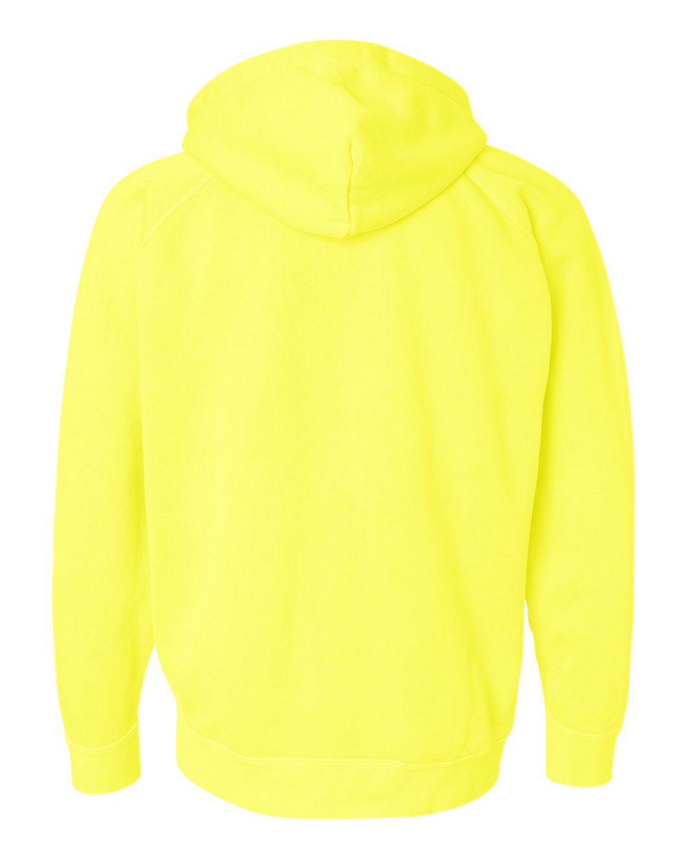 Rear View of Neon Yellow Garment Dyed Hooded Sweatshirt - 1565