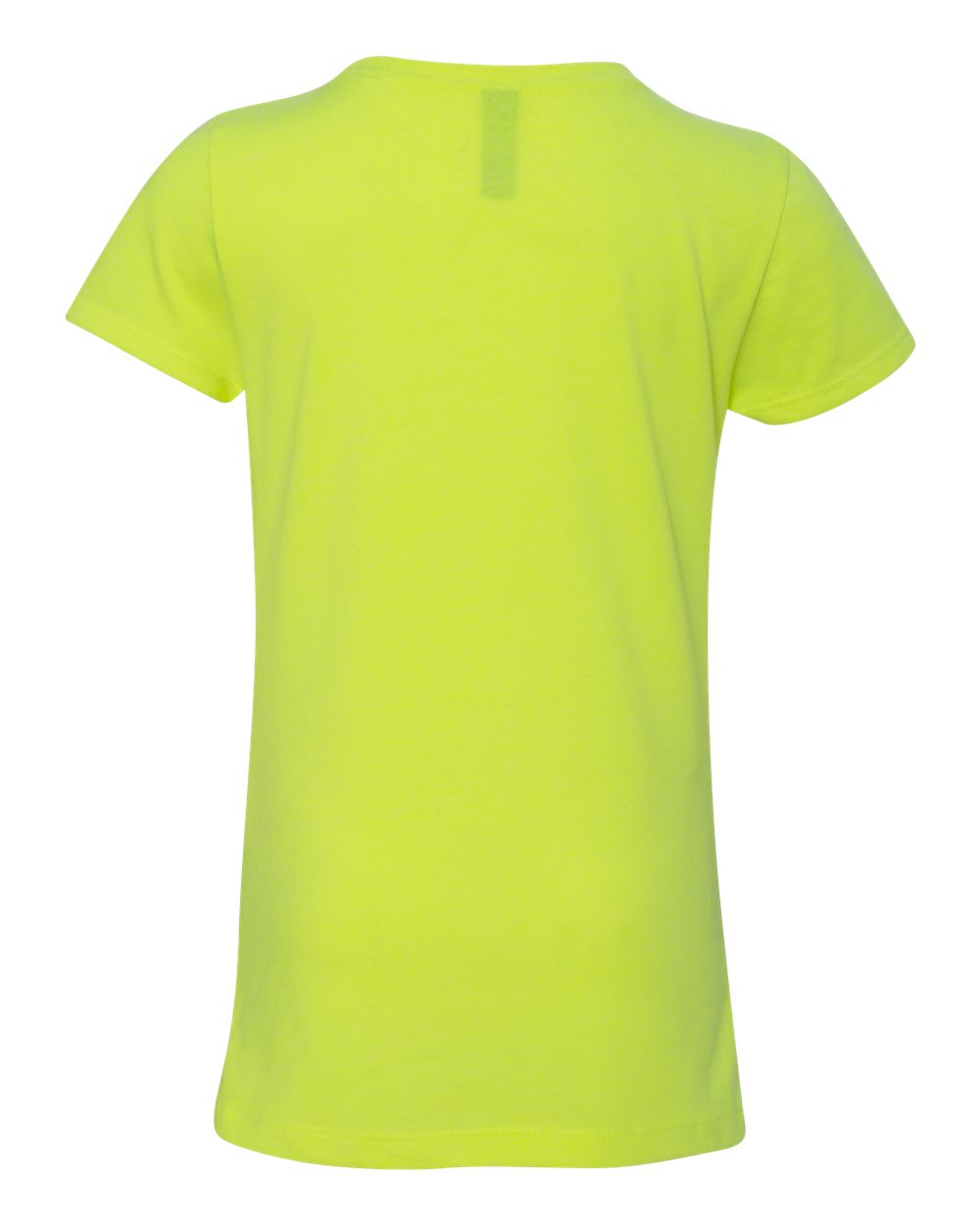 Rear View of Neon Yellow Girls’ CVC Princess T-Shirt - 3712