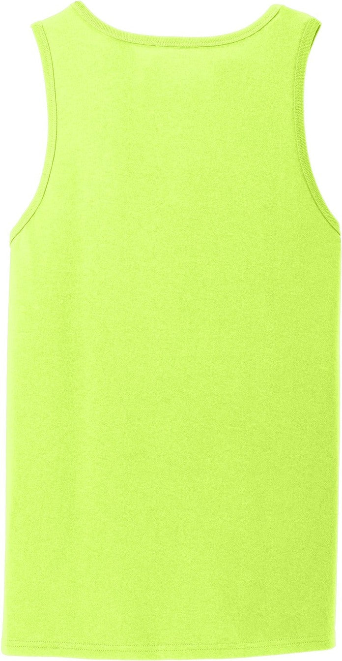 Front View of Neon Yellow Port & Co Core Cotton Tank Top. PC54TT