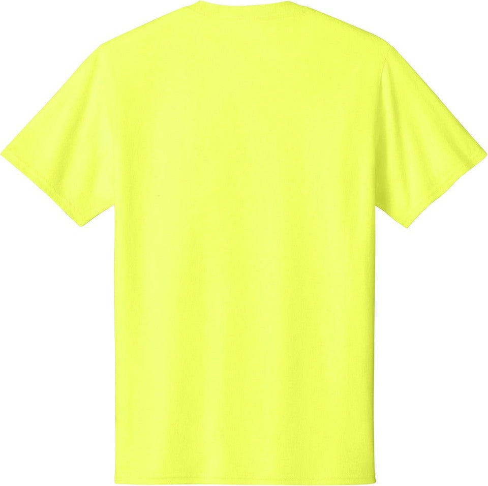 Front View of Neon Yellow Port & Co Tall Core Cotton Tee PC54T