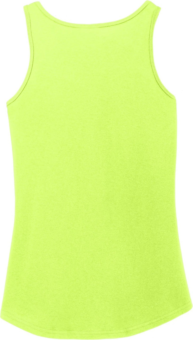 Front View of Neon Yellow Port & Co Women's Core Cotton Tank Top. LPC54TT