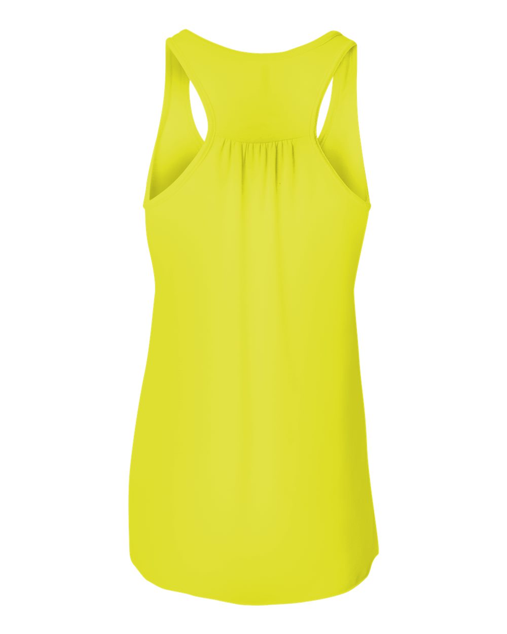 Rear View of Neon Yellow Women&#39;s Flowy Racerback Tank - 8800