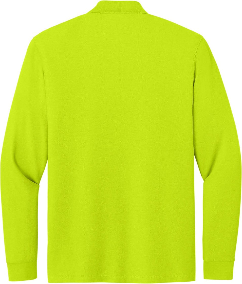 Rear View of NeonYellow Port Authority Wearever Signature Pique Long Sleeve Polo K200LS