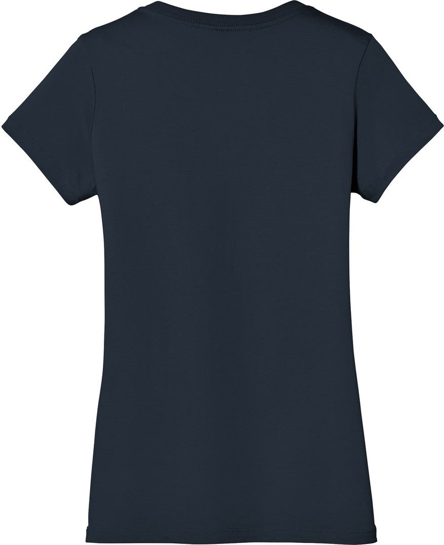 Rear View of New Navy District - Women's Perfect Weight V-Neck Tee. DM1170L