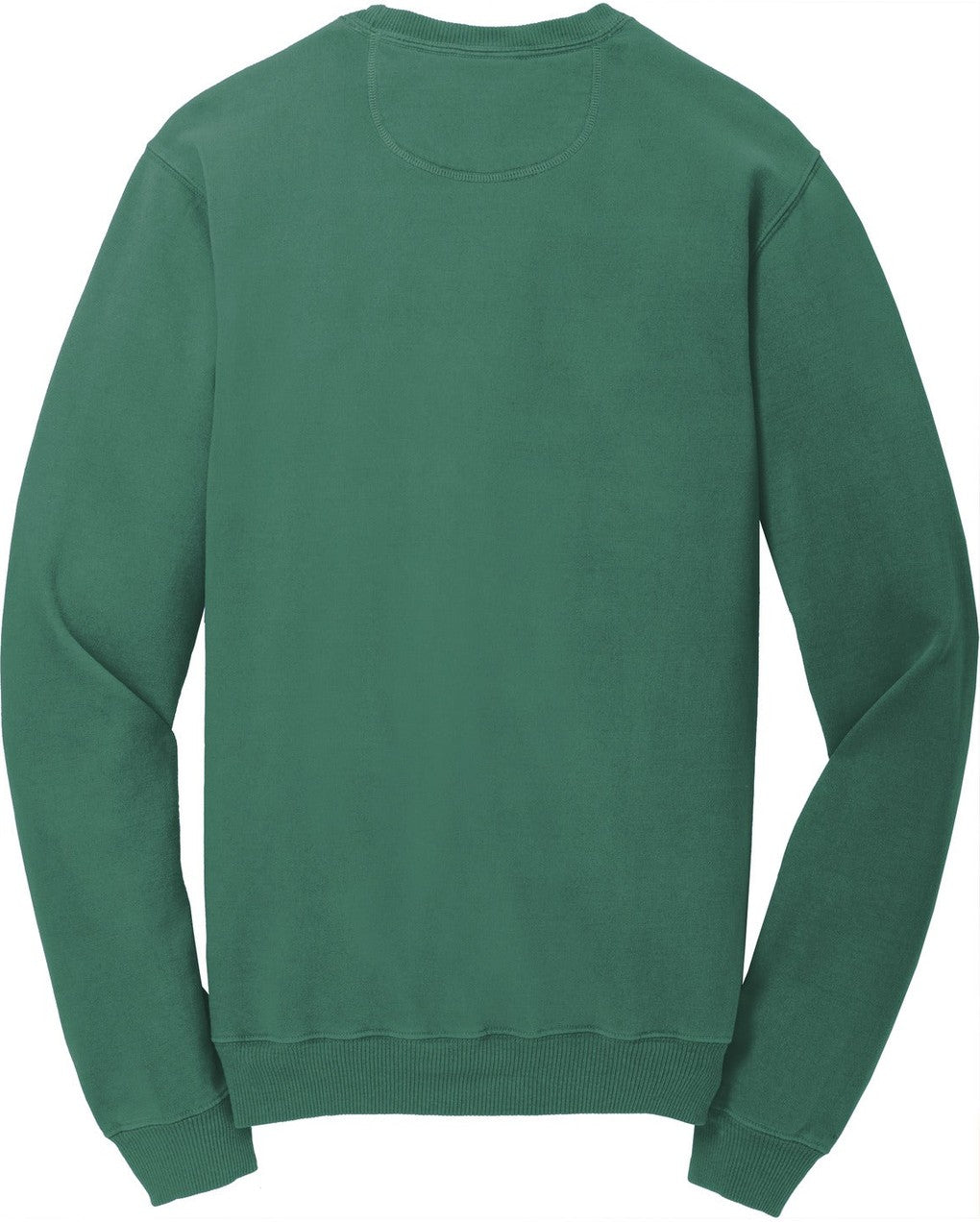 Front View of NordicGrn Port & Co Beach Wash Garment-Dyed Crewneck Sweatshirt PC098