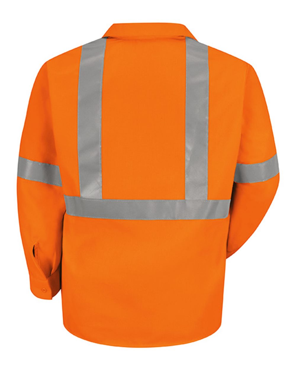 Front View of O2-Fluorescent Orange High Visibility Safety Long Sleeve Work Shirt - SS14HV