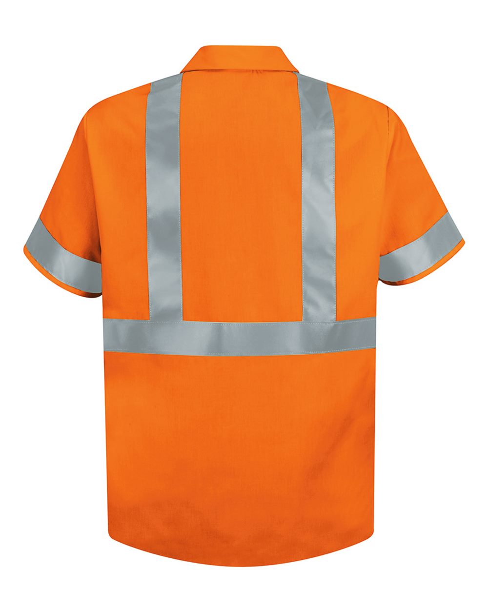 Front View of O2-Fluorescent Orange High Visibility Safety Short Sleeve Work Shirt - SS24HV