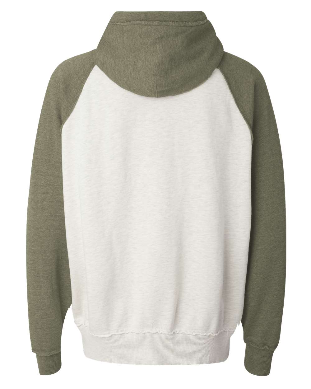 Front View of Oatmeal Heather/ Army Heather Vintage Heather Hooded Sweatshirt - 8885